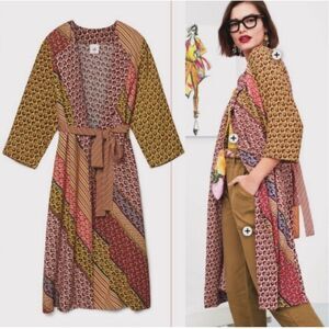 Cabi Poet patchwork kimono dress jacket boho belted w/ pockets S